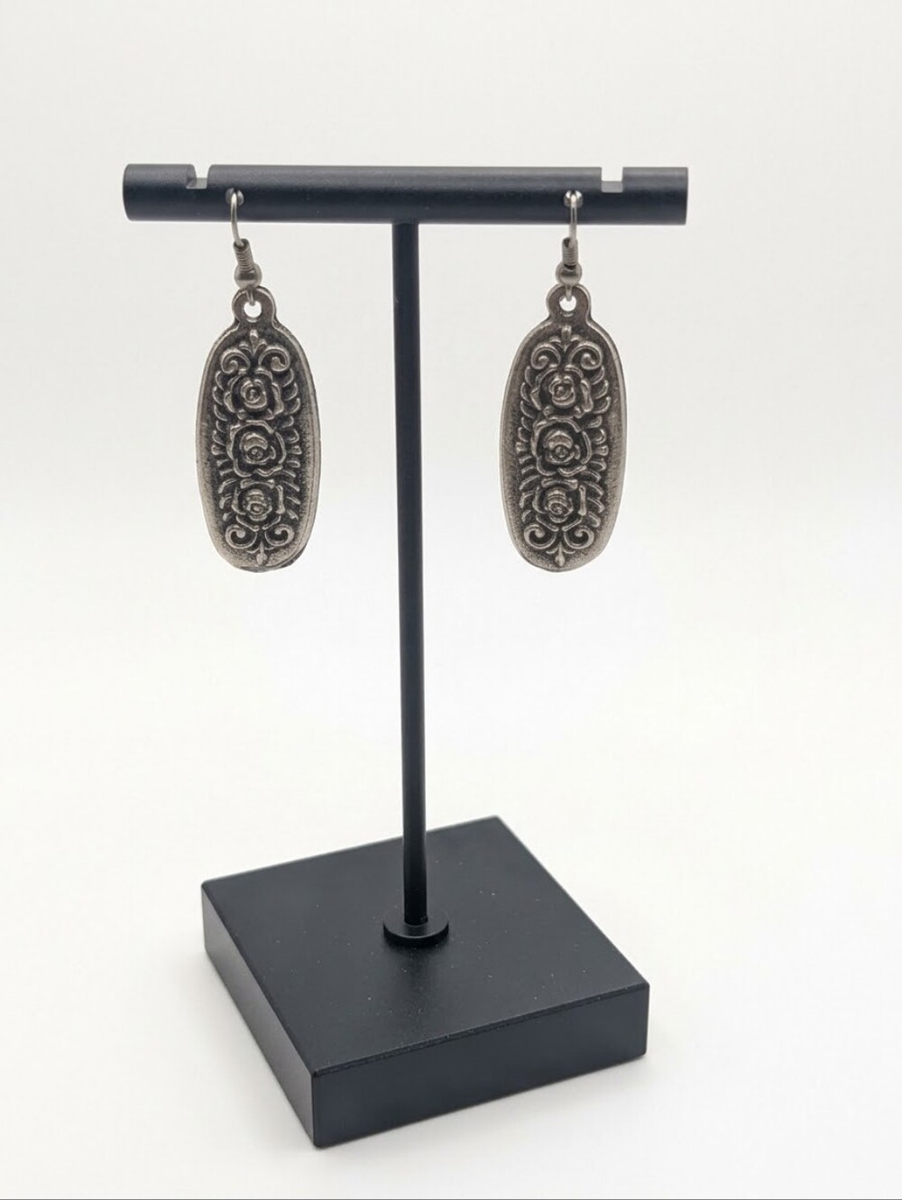 Floral Design Pewter Earrings